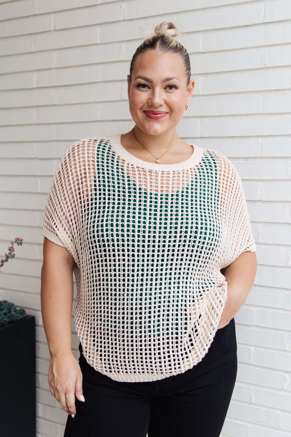 Coastal Dreams Fishnet Top in Cream - Liarian Unlimited Boutique
