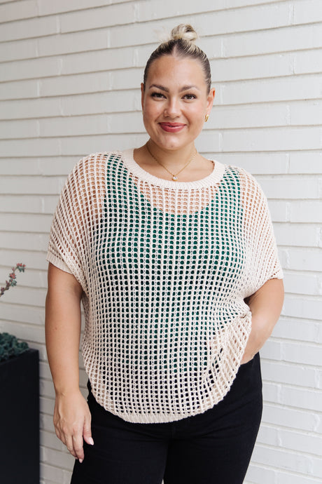 Coastal Dreams Fishnet Top in Cream - Liarian Unlimited Boutique