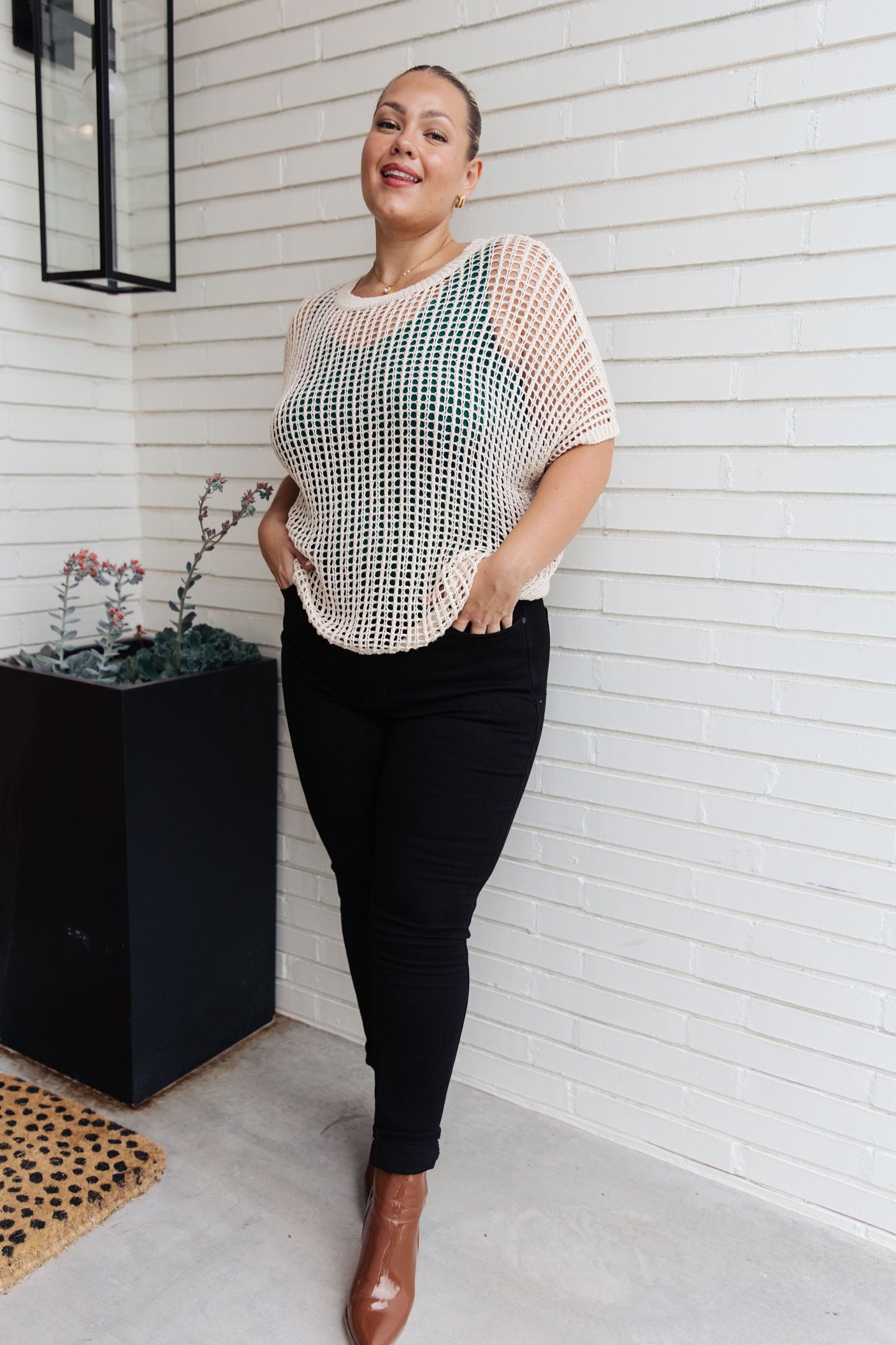 Coastal Dreams Fishnet Top in Cream - Liarian Unlimited Boutique