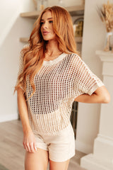 Coastal Dreams Fishnet Top in Cream - Liarian Unlimited Boutique