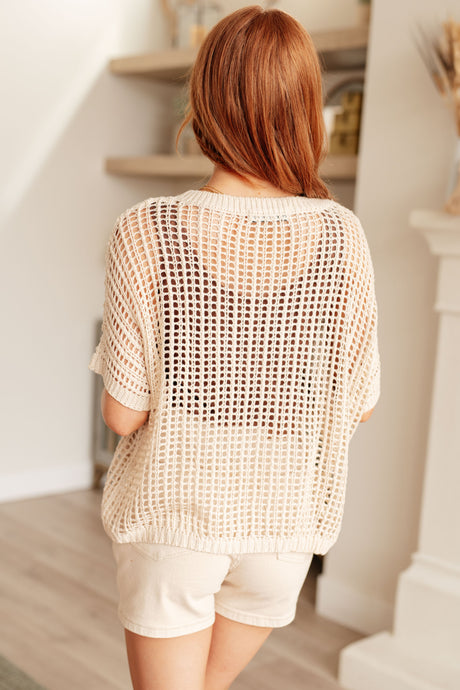 Coastal Dreams Fishnet Top in Cream - Liarian Unlimited Boutique