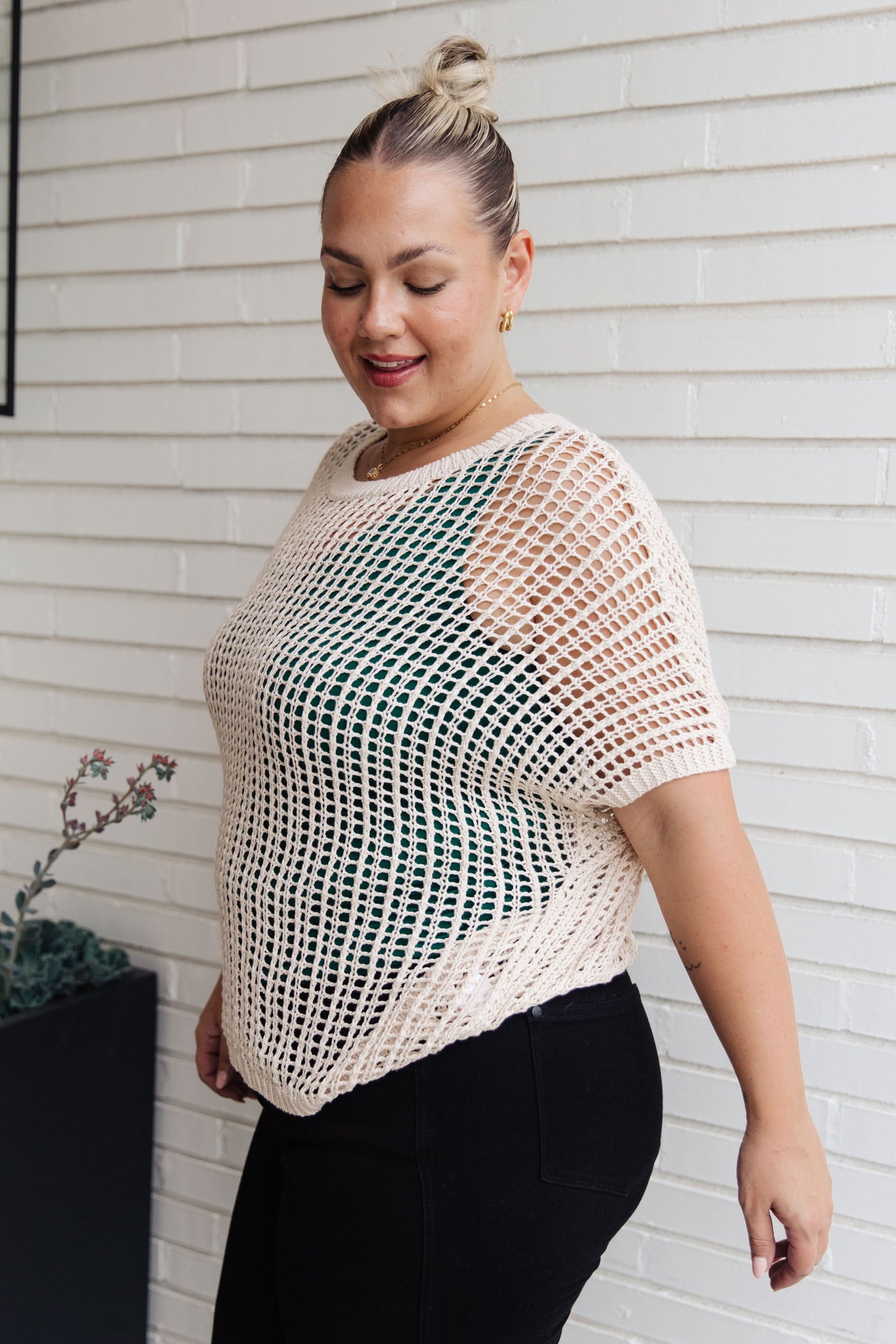 Coastal Dreams Fishnet Top in Cream - Liarian Unlimited Boutique