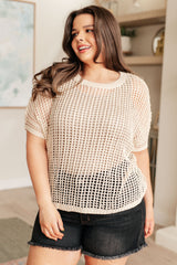 Coastal Dreams Fishnet Top in Cream - Liarian Unlimited Boutique