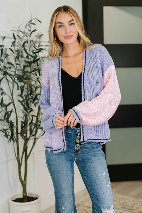 Coffee Date Color Block Cardigan