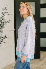 Color Clash Drop Shoulder Long Sleeve