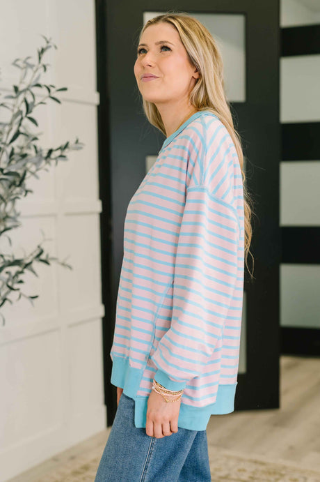 Color Clash Drop Shoulder Long Sleeve