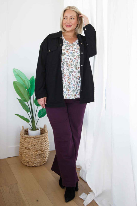 Petunia High Rise Wide Leg Jeans in Plum - Liarian Unlimited Boutique