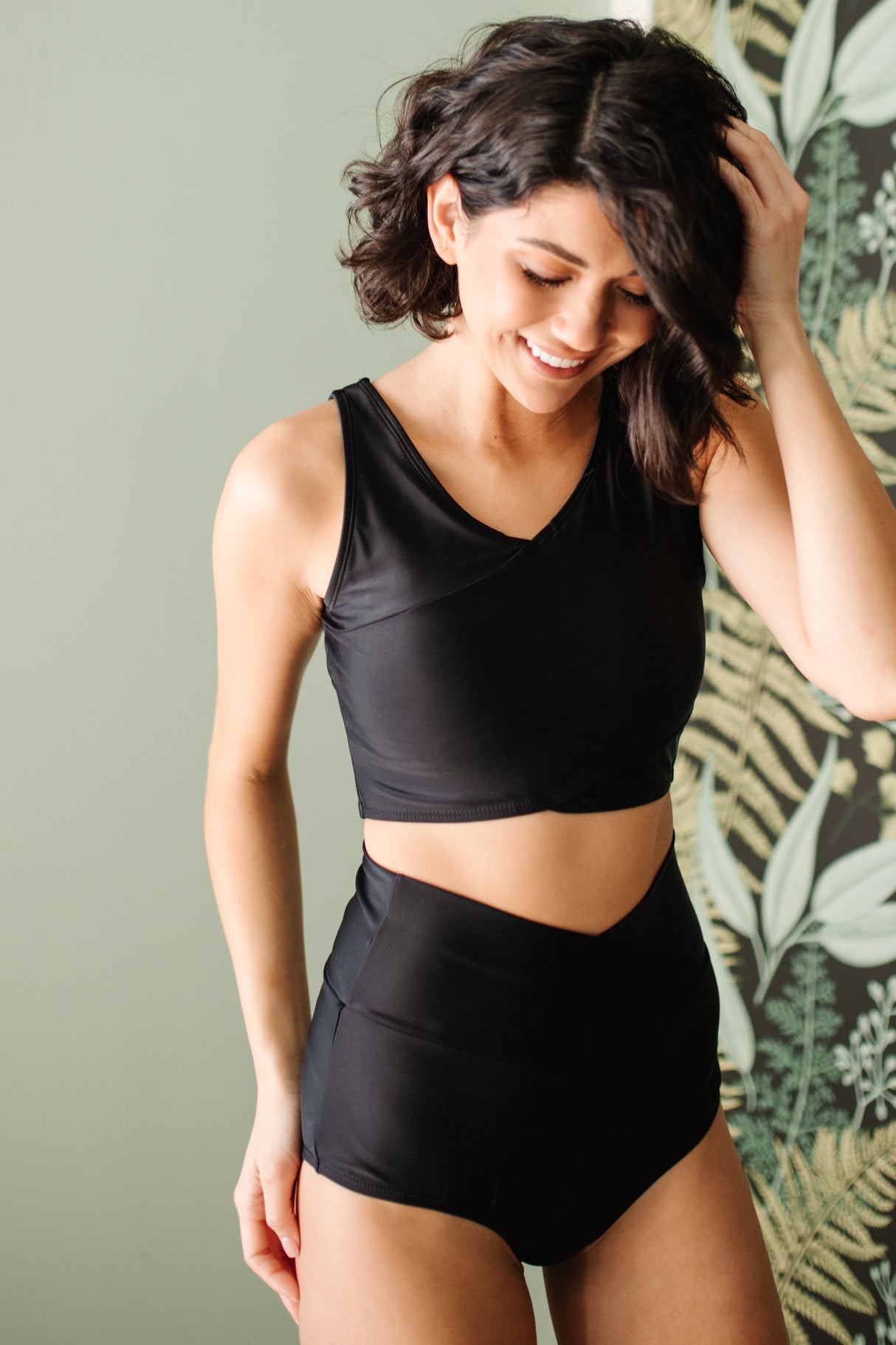 Top de baño Come Sail Away en negro
