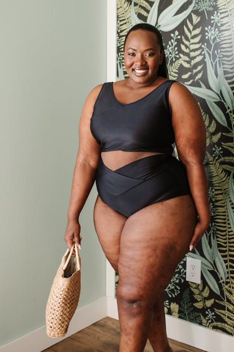 Top de baño Come Sail Away en negro