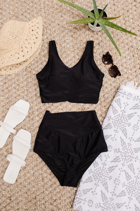 Top de baño Come Sail Away en negro