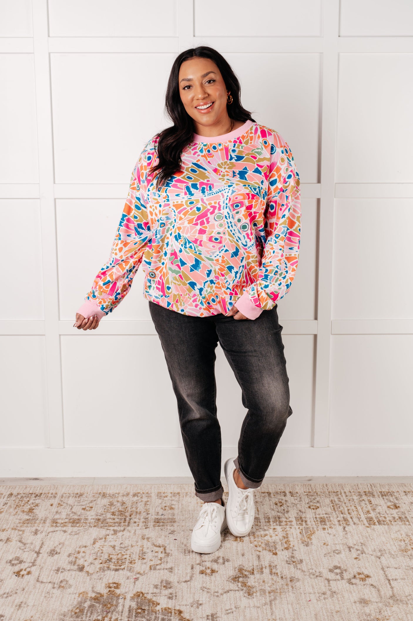 Suéter con estampado abstracto de tiempos confusos