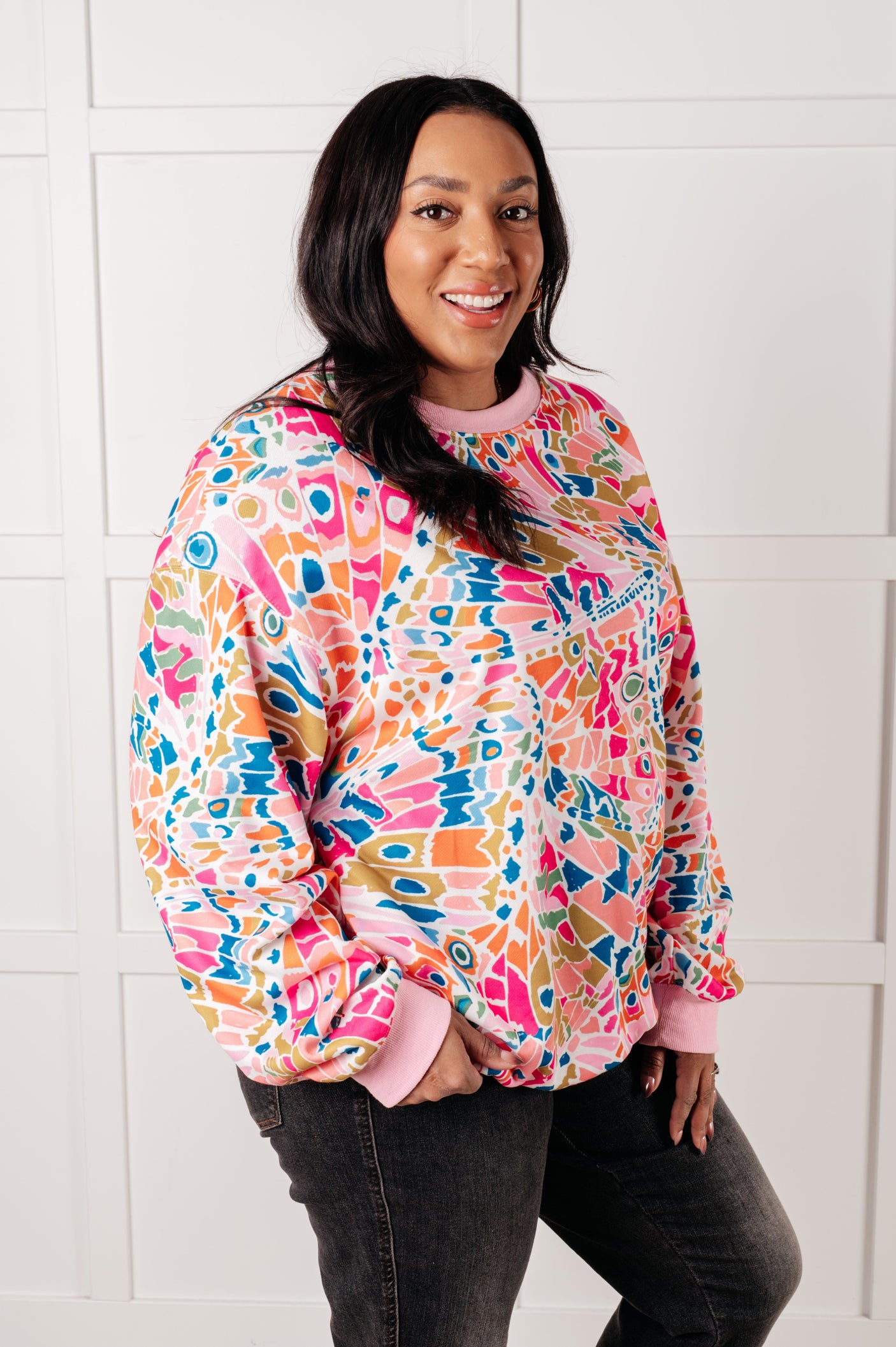 Suéter con estampado abstracto de tiempos confusos