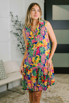 Coral Sands Collared Tank Dress in Floral Paisley