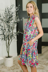 Coral Sands Collared Tank Dress in Light Floral Paisley