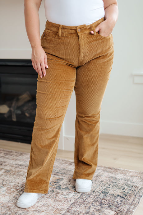Cordelia Bootcut Corduroy Pants in Camel - Liarian Unlimited Boutique