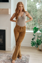 Cordelia Bootcut Corduroy Pants in Camel - Liarian Unlimited Boutique