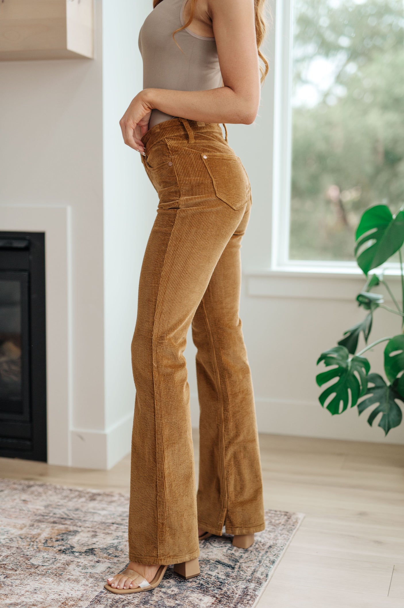 Cordelia Bootcut Corduroy Pants in Camel - Liarian Unlimited Boutique