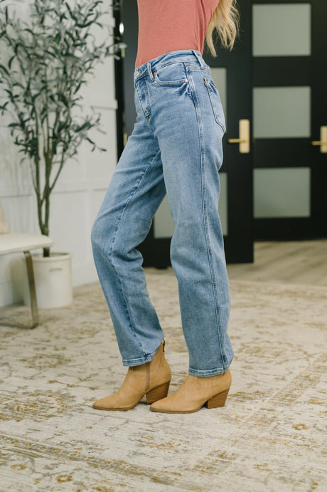 Corrine Mid Rise Control Top Vintage Straight Jeans
