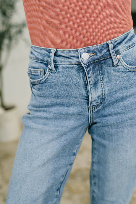 Corrine Mid Rise Control Top Vintage Straight Jeans