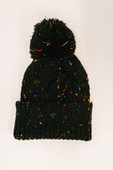Cover Your Ears Pom Pom Beanie in Black