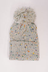 Cover Your Ears Pom Pom Beanie in Grey