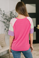 Cozy Collage Color Block Henley Top