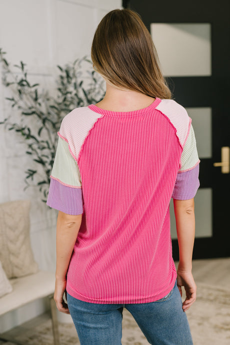 Cozy Collage Color Block Henley Top