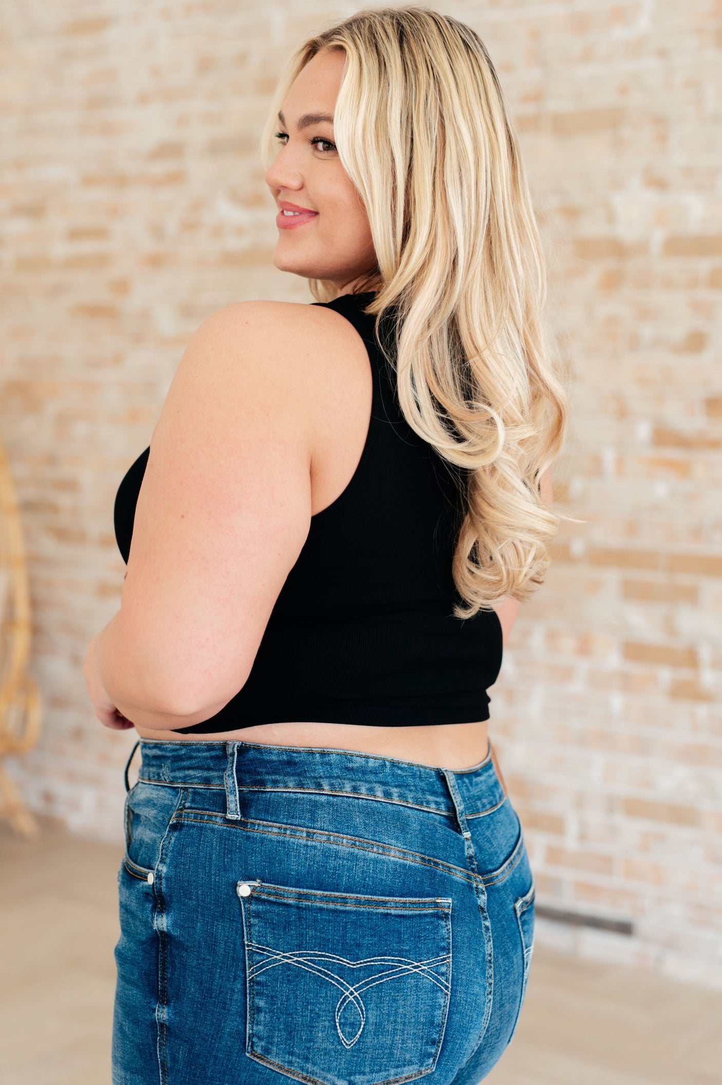 Camiseta sin mangas de punto acanalado Cream of the Crop en negro