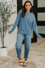 Daily Ease Mineral Wash Pullover in Dusty Blue