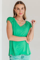 Ruched Cap Sleeve Top in Emerald - Liarian Unlimited Boutique