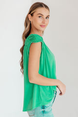 Ruched Cap Sleeve Top in Emerald - Liarian Unlimited Boutique
