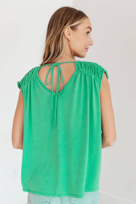 Ruched Cap Sleeve Top in Emerald - Liarian Unlimited Boutique