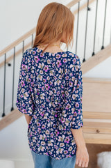 Dearest Dreamer Peplum Top in Navy Floral - Liarian Unlimited Boutique