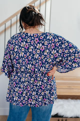 Dearest Dreamer Peplum Top in Navy Floral - Liarian Unlimited Boutique