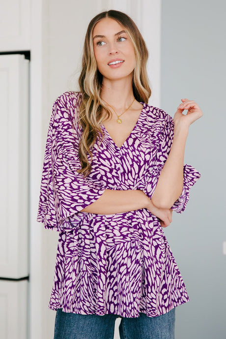 Dearest Dreamer Peplum Top in Painted Purple - Liarian Unlimited Boutique