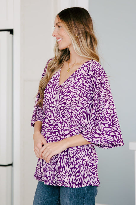 Dearest Dreamer Peplum Top in Painted Purple - Liarian Unlimited Boutique
