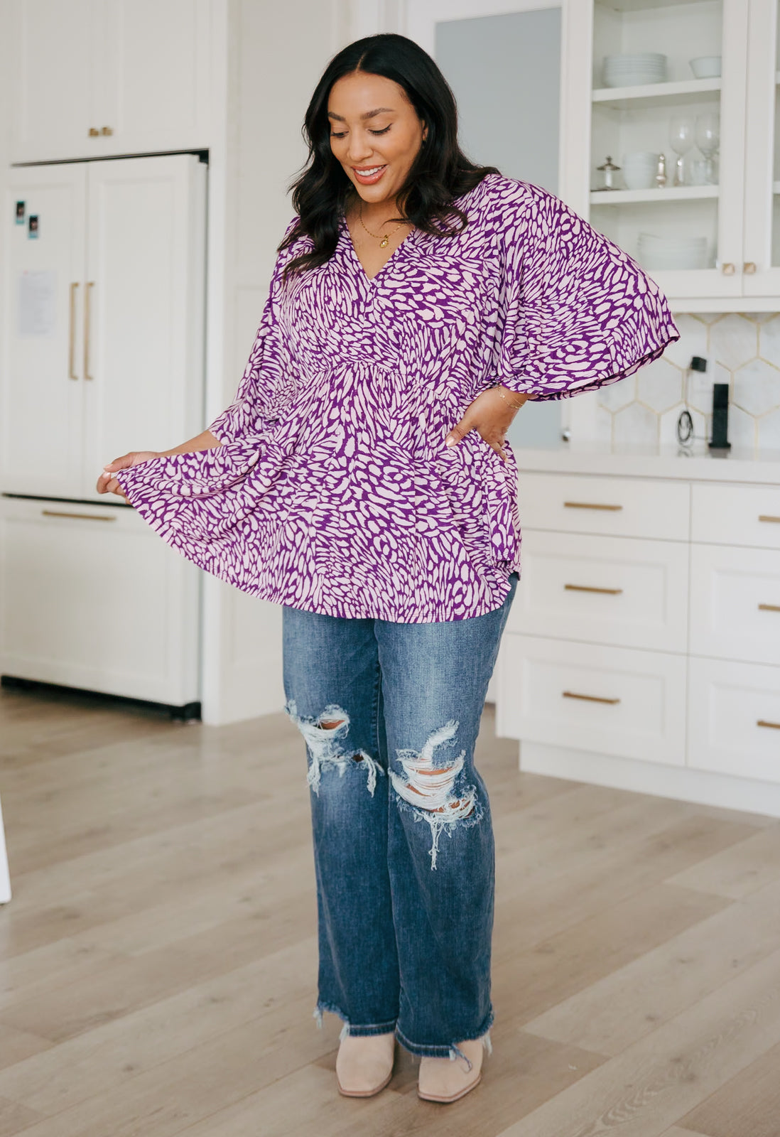 Dearest Dreamer Peplum Top in Painted Purple - Liarian Unlimited Boutique