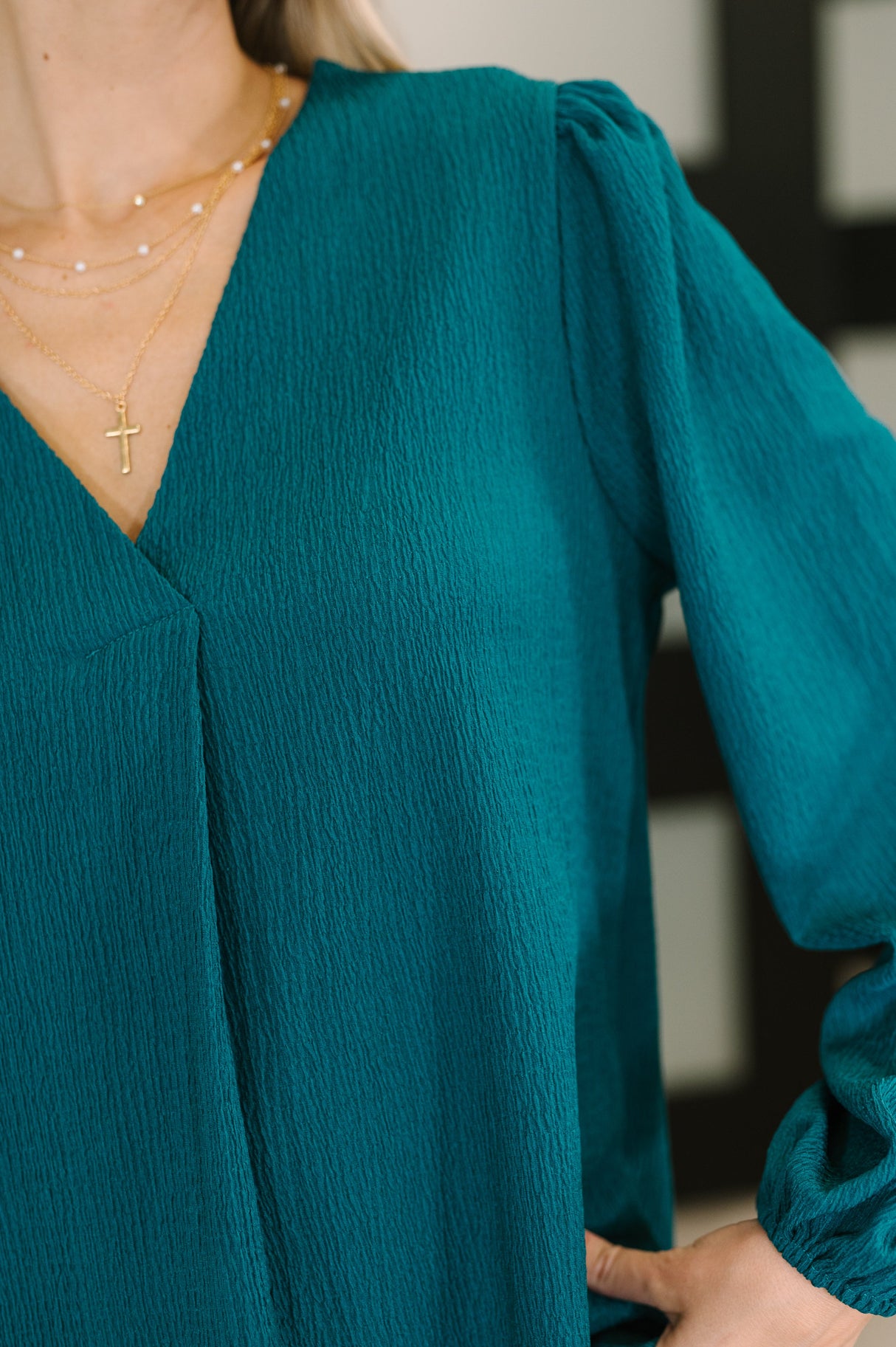Blusa de manga globo con cuello en V, ideal para ir del trabajo a la cena