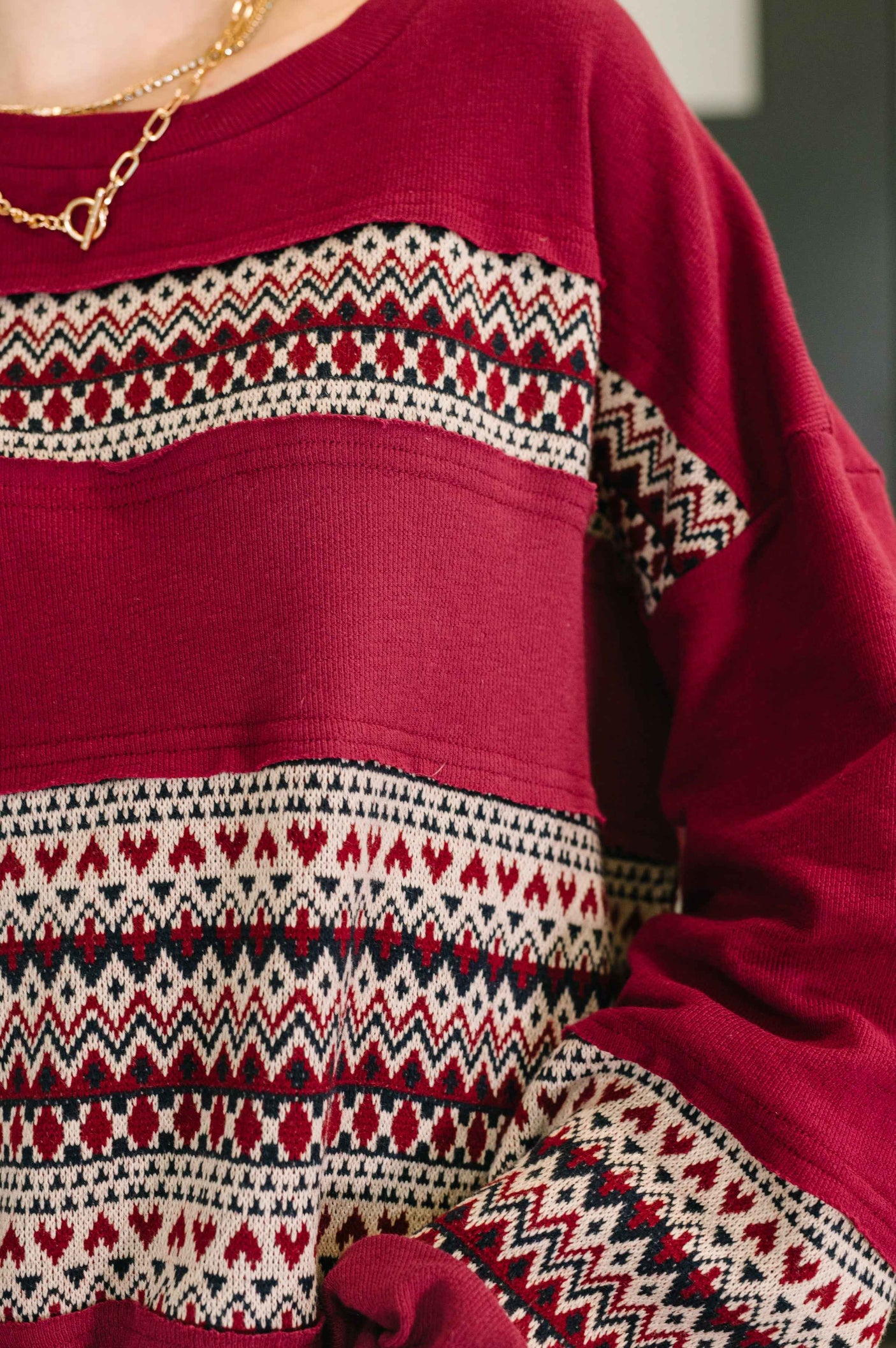 Don't Let Me Miss It Color Block Detail Top