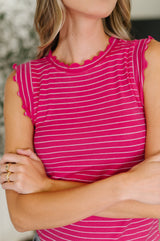 Top de cuello redondo Doodle Me In Lettuce en rosa intenso