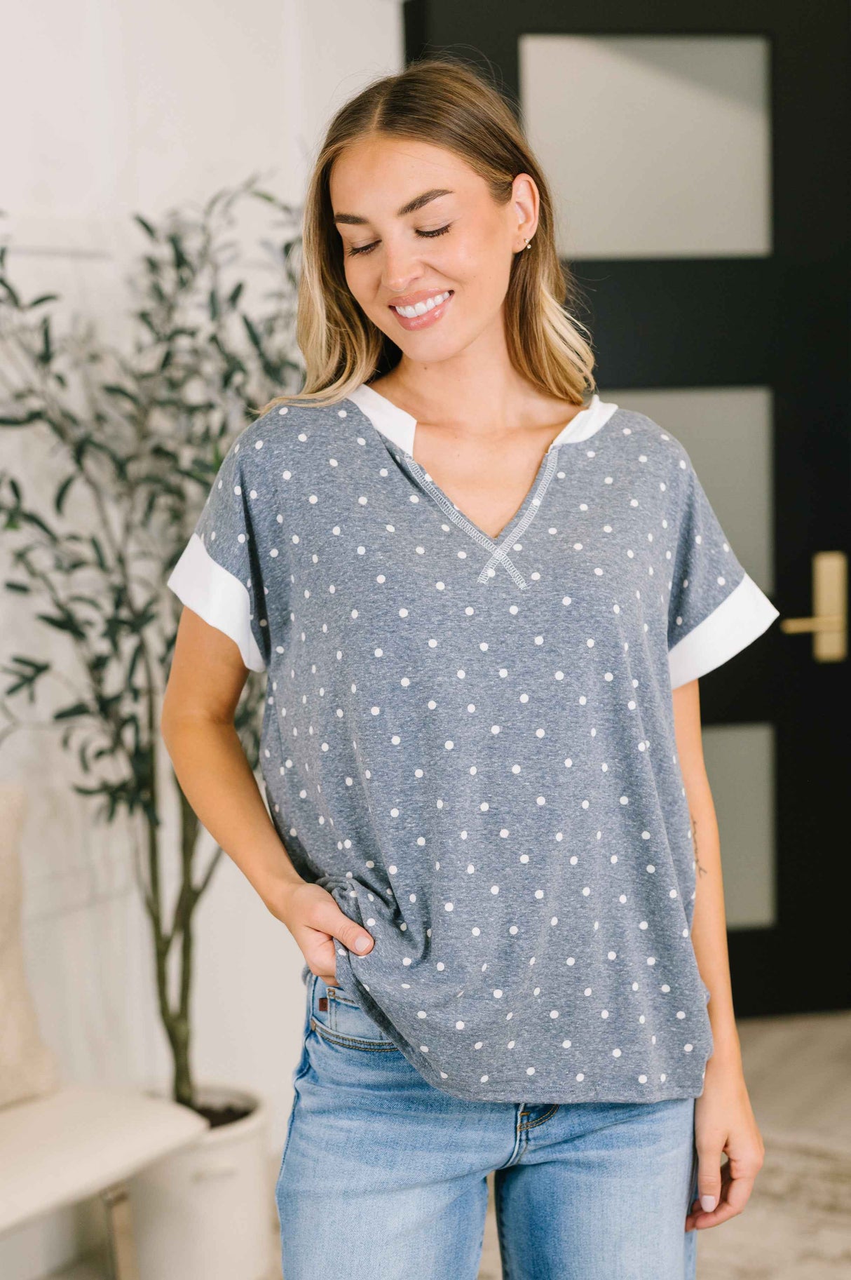 Dot, Dot, Dot V-Neck Casual Top