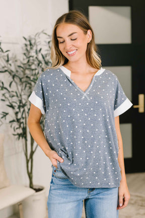 Dot, Dot, Dot V-Neck Casual Top