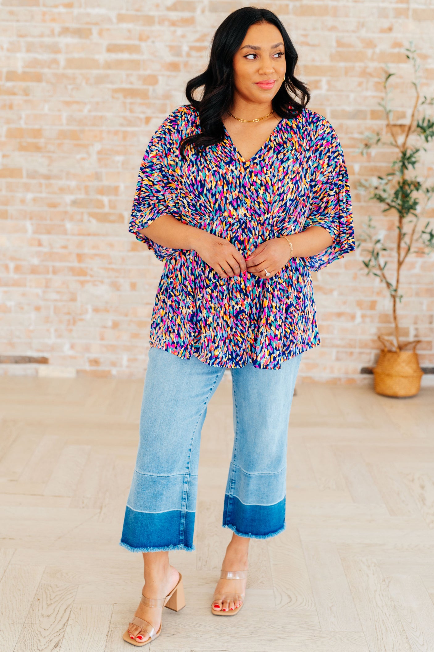 Top peplum Dreamer en multicolor real pintado