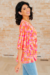 Dreamer Peplum Top in Pink Filigree - Liarian Unlimited Boutique