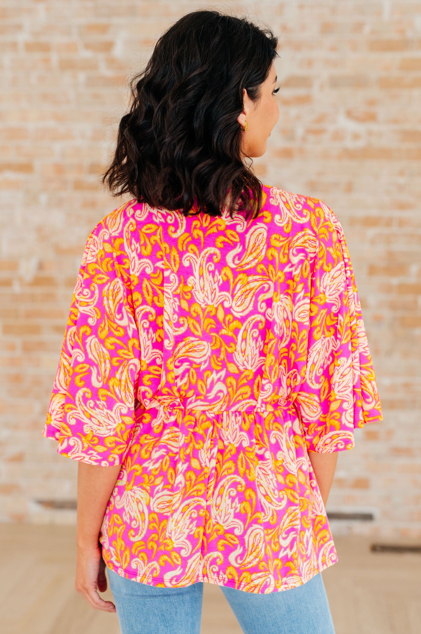 Dreamer Peplum Top in Pink Filigree - Liarian Unlimited Boutique