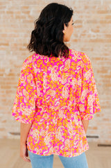 Dreamer Peplum Top in Pink Filigree - Liarian Unlimited Boutique