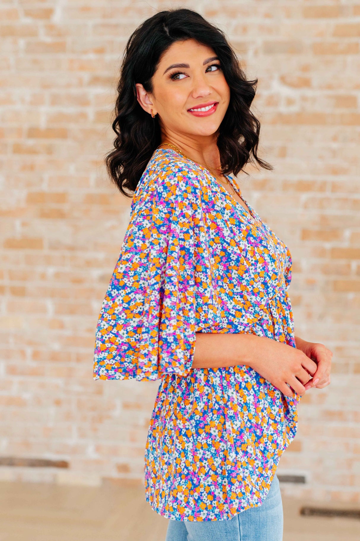Dreamer Peplum Top in Purple Retro Ditsy Floral - Liarian Unlimited Boutique