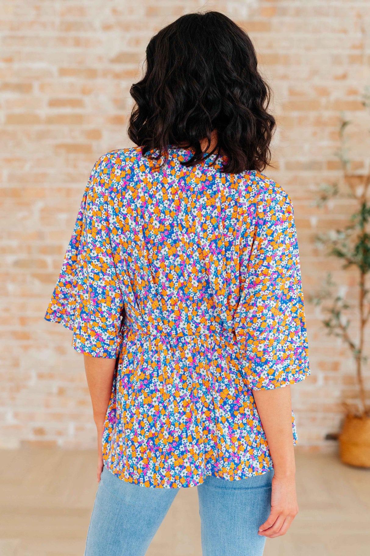 Dreamer Peplum Top in Purple Retro Ditsy Floral - Liarian Unlimited Boutique