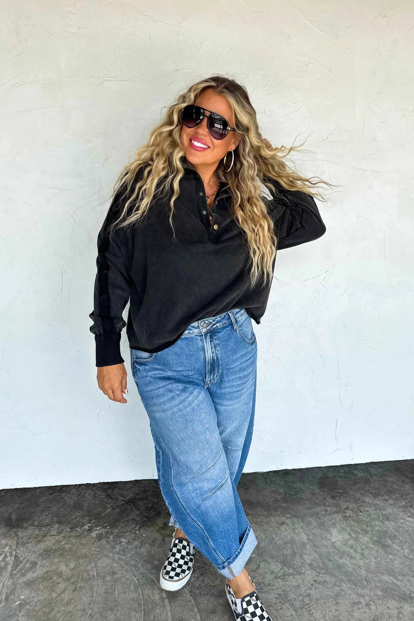 PREORDER: Longer Length Marley Snap Button Sweatshirt