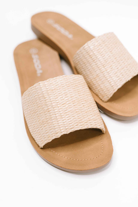 Efron Raffia Woven Slip On Sandal in Bone